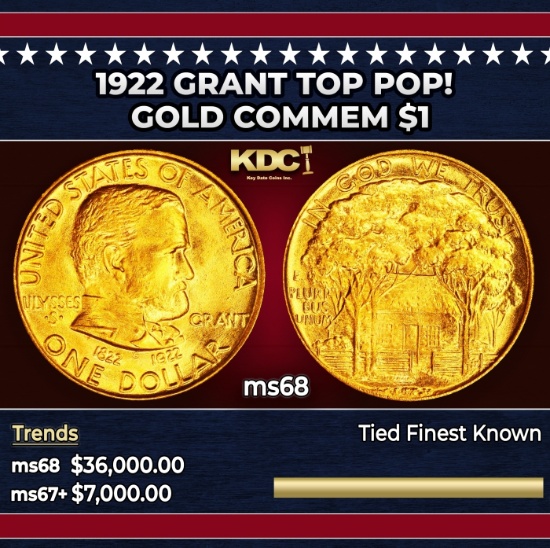 1922 Grant Gold Commem Dollar TOP POP! 1 ms68 SEGS