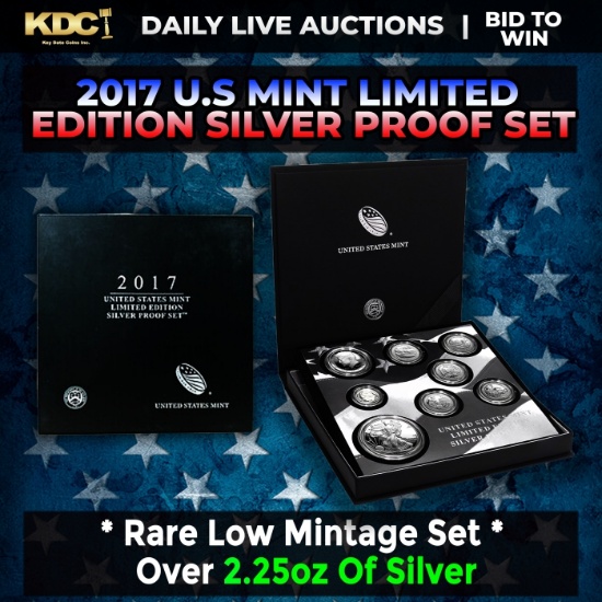 RARE 2017 United States Mint Limited Edition Silver Proof Set 8 coins, Over 2.25oz Of Silver low min
