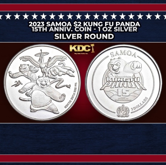 2023 Samoa $2 Kung Fu Panda 15th Anniv. Coin - 1 oz Silver Round Round