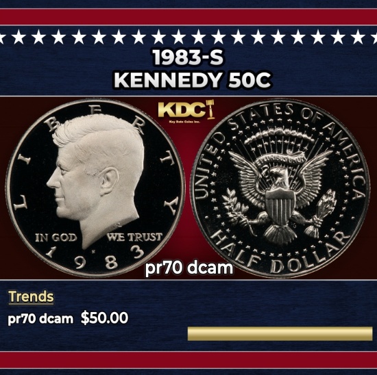 1983-s Proof Kennedy Half Dollar 50c pr70 dcam SEGS