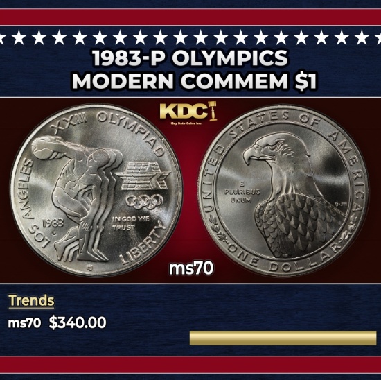 1983-p Olympics Modern Commem Dollar $1 ms70 SEGS
