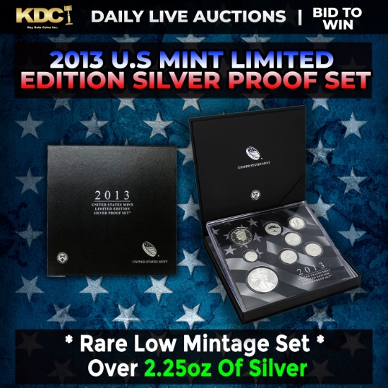 RARE 2013 United States Mint Limited Edition Silver Proof Set 8 coins, Over 2.25oz Of Silver low min