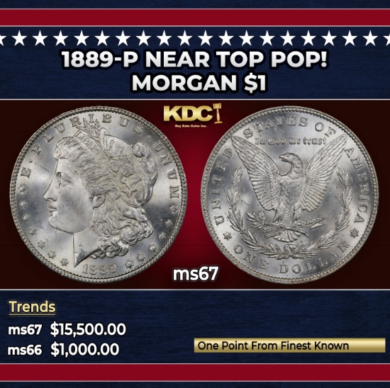 1889-p Morgan Dollar Near Top Pop! $1 ms67 SEGS