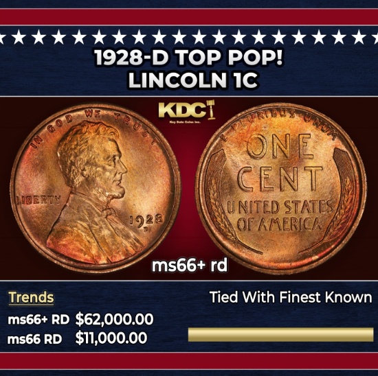 1928-d Lincoln Cent TOP POP! 1c ms66+ rd SEGS