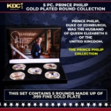 5 Coin Prince Philip Gold Plated Round Collection