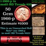 BU Shotgun Lincoln 1c roll, 1966-p 50 pcs Bank Wrapper 50c