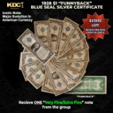 1x 1928 $1 Funnyback Blue Seal Silver Certificate Grades VF/XF