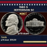 1982-s Proof Jefferson Nickel 5c pr70 dcam SEGS