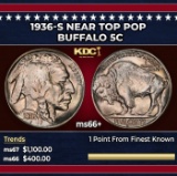 1936-s Buffalo Nickel Near Top Pop 5c ms66+ SEGS