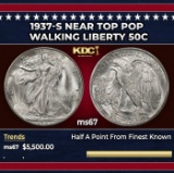 1937-s Walking Liberty Half Dollar Near Top Pop 50c ms67 SEGS