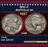 1935-p Buffalo Nickel 5c Grades ms65