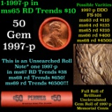 BU Shotgun Lincoln 1c roll, 1997-p 50 pcs Bank Wrapper 50c