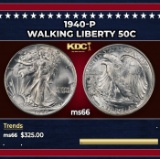1940-p Walking Liberty Half Dollar 50c Grades ms66