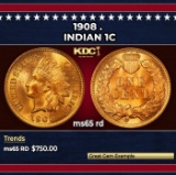 1908 Indian Cent . 1c Grades ms65 rd