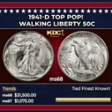 1941-d Walking Liberty Half Dollar TOP POP! 50c ms68 SEGS