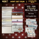 1970-1989 2 Decades Mint Set Run - 218 Coins, 18 Complete Sets Includes All Ike Years