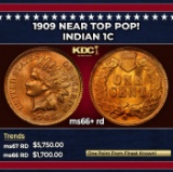 1909 Indian Cent Near Top Pop! 1c ms66+ rd SEGS