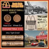 Lincoln Wheat Cent 1c Mixed Roll Orig Brandt McDonalds Wrapper, 1955-p end, Wheat other end