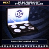 5x 1oz Silver Round DC Superhero Justice League Set, Green Lantern, Flash, Aquaman, Superman, Wonder