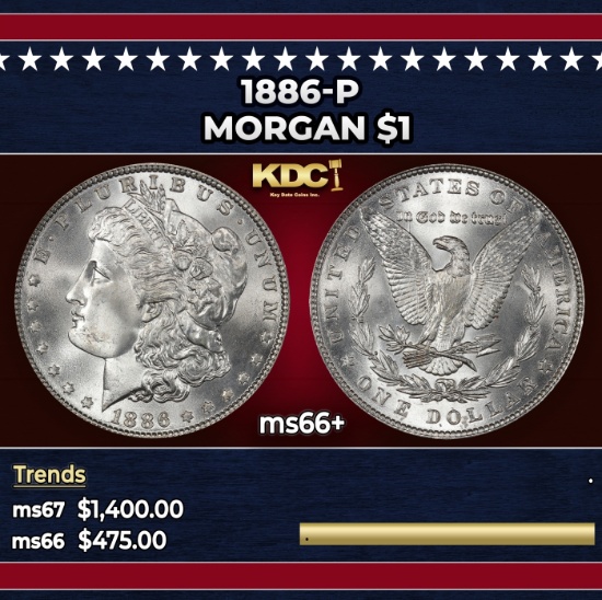 1886-p Morgan Dollar $1 ms66+ SEGS