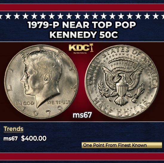 1979-p Kennedy Half Dollar Near Top Pop 50c ms67 SEGS