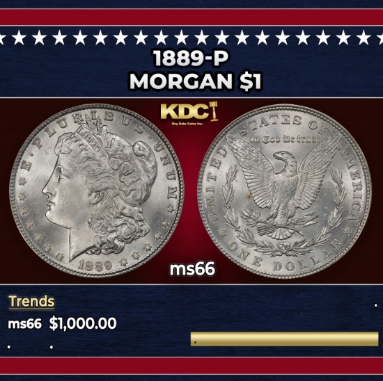 1889-p Morgan Dollar $1 ms66 SEGS