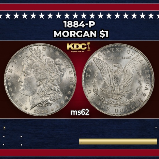 1884-p Morgan Dollar $1 Grades ms62