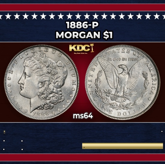 1886-p Morgan Dollar $1 Grades ms64