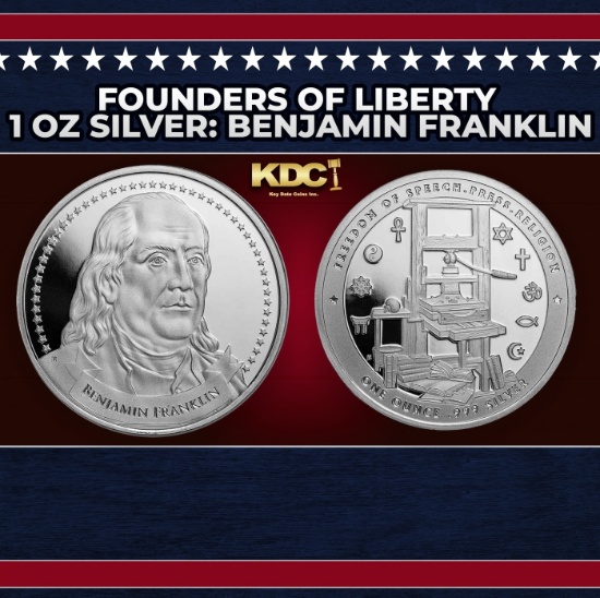 Founders of Liberty 1 oz Silver: Benjamin Franklin Round