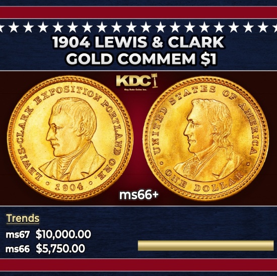 1904 Lewis & Clark Gold Commem Dollar 1 ms66+ SEGS