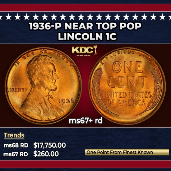 1936-p Lincoln Cent Near Top Pop 1c ms67+ rd SEGS