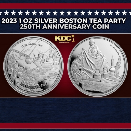 2023 1 oz Silver Boston Tea Party 250th Anniversary coin Round