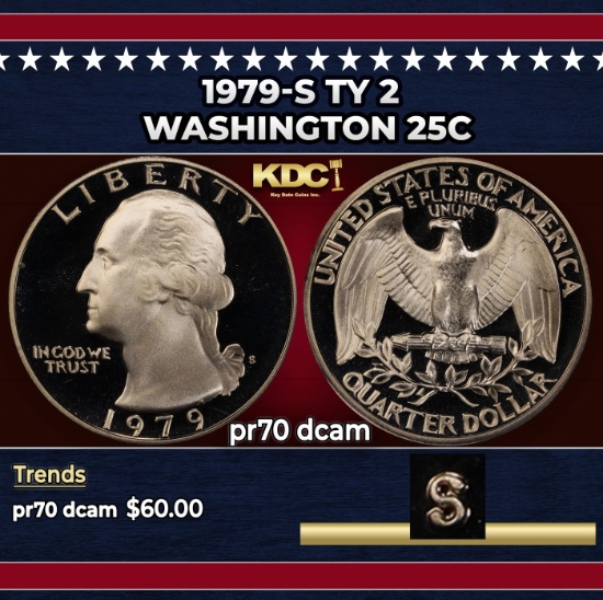 1979-s Ty 2 Proof Washington Quarter 25c pr70 dcam SEGS
