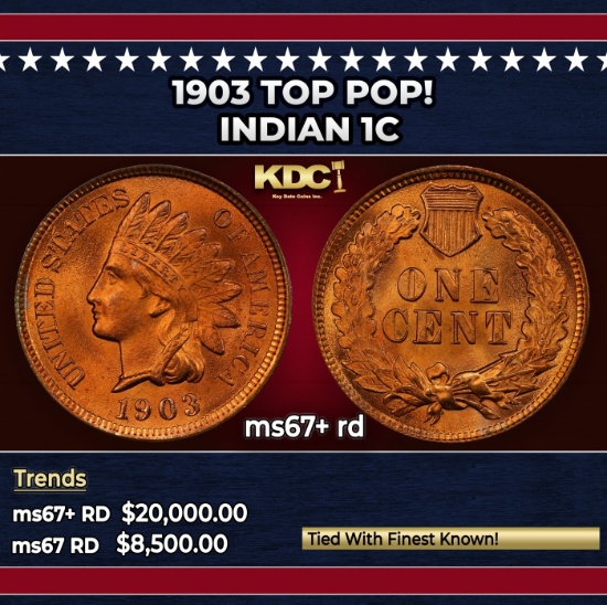 1903 Indian Cent TOP POP! 1c ms67+ rd SEGS