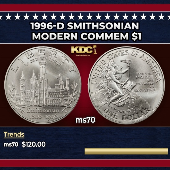 1996-d Smithsonian Modern Commem Dollar $1 ms70 SEGS