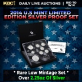 RARE 2014 United States Mint Limited Edition Silver Proof Set 8 coins, Over 2.25oz Of Silver low min