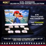 8 Coin Pokemon Silver Plated and Foiled Round Collection
