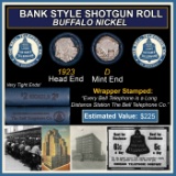 Buffalo Nickel Shotgun Roll in Old Bank Style 'Bell Telephone' Wrapper 1923 & D Mint Ends