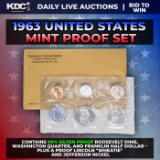 1963 United States Mint Silver Proof Set In Original Goventment Packaging, 5 Coins - Manilla Envelop