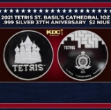 2021 Tetris St. Basil's Cathedral 1oz .999 Silver 37th Aniversary  $2 Niue Grades Ungraded Round