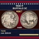 1928-p Buffalo Nickel 5c Grades ms64