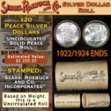 ER- SEARS Silver Peace Dollar $1 Roll UNC 20 Coin 1924/1922 Ends