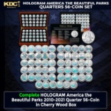 Complete HOLOGRAM America the Beautiful Parks 2010-2021 Quarter 56-Coin in Cherry Wood Box Other Toy