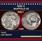 1935-s Buffalo Nickel 5c Grades ms66