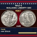 1942-s Walking Liberty Half Dollar 50c Grades ms66