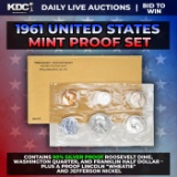 1961 United States Mint Silver Proof Set In Original Goventment Packaging, 5 Coins - Manilla Envelop