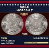 1891-p Morgan Dollar $1 ms65 SEGS