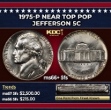 1975-p Jefferson Nickel Near Top Pop 5c ms66+ 5fs SEGS
