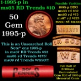 BU Shotgun Lincoln 1c roll, 1995-p 50 pcs Bank Wrapper 50c