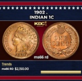 1902 Indian Cent . 1c ms66 rd SEGS